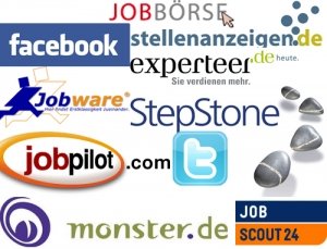 Logos der unterschiedlichen Jobbörsen im Internet